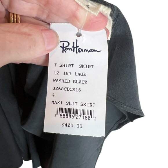 L’AGENCE x Ron Herman Silk Maxi Slit Skirt Black Size 4, NWT - Picture 7 of 13